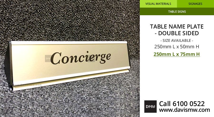 Table Name Plate - Double Sided - 250x75 - Davis Materialworks