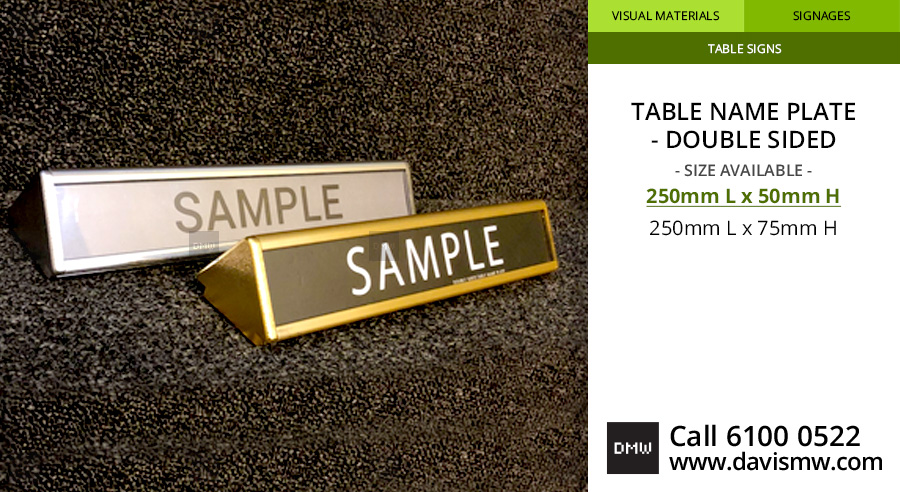 Table Name Plate - Double Sided - 250x50 - Davis Materialworks
