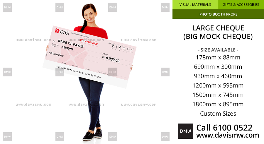 Large Cheque - DBS Cheque Template - Davis Materialworks