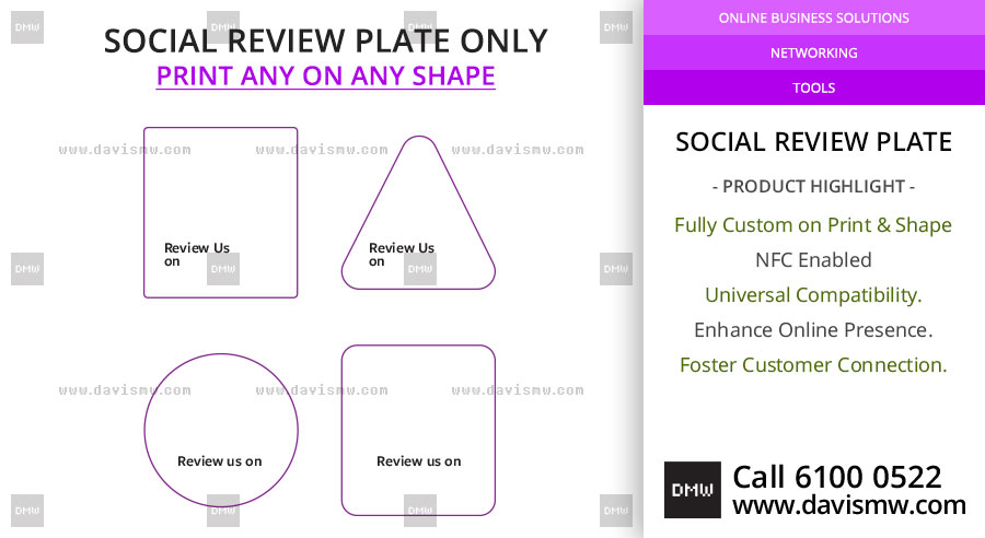 Social Review Plate - Print Any on Any Shape - Davis Materialworks