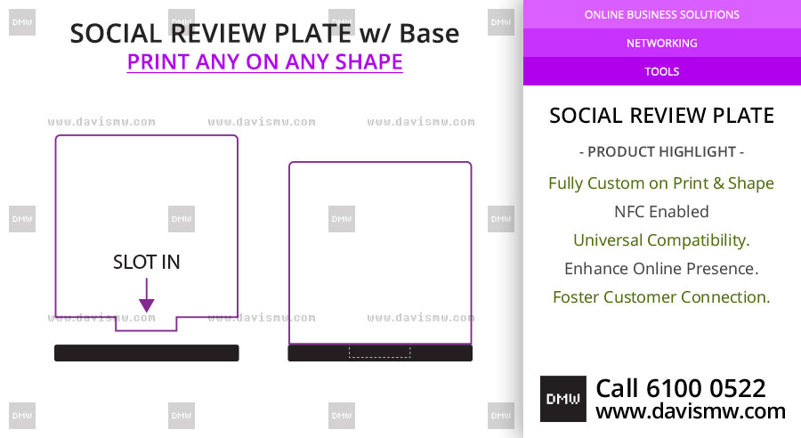 Social Review Plate - Slot in Base - Davis Materialworks