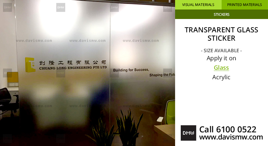 Transparent Glass Sticker - Office Glass Partition - Davis Materialworks