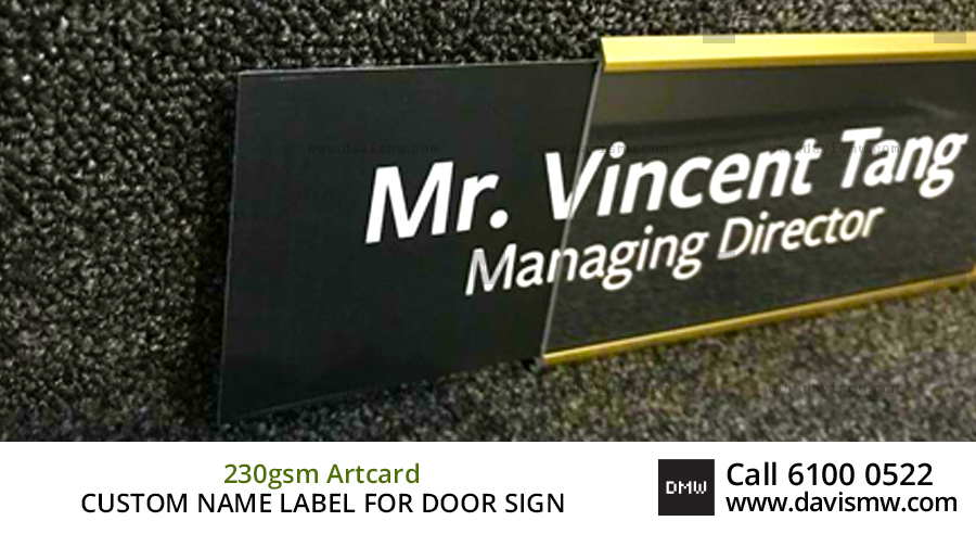 Custom Name Label For Door Sign - 230gsm Artcard - Davis Materialworks