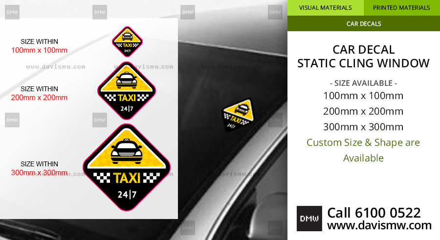 Car Decal - Static Cling Window - Davis Materialworks