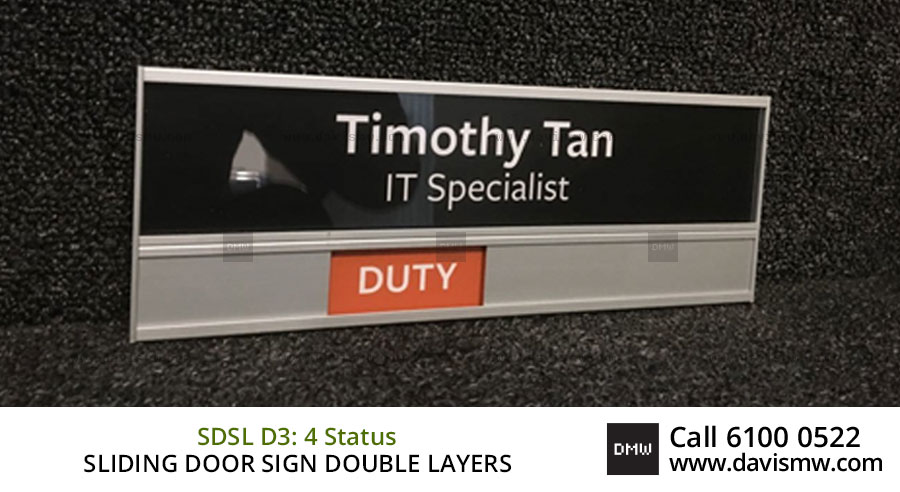 Sliding Door Sign : Double Layers - SDSL D3 : 4 Status - Davis Materialworks