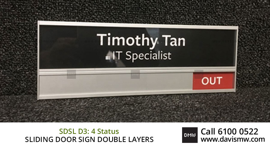 Sliding Door Sign : Double Layers - SDSL D3 : 4 Status - Davis Materialworks