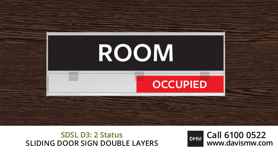 Sliding Door Sign : Double Layers - SDSL D3 : 2 Status - Davis Materialworks