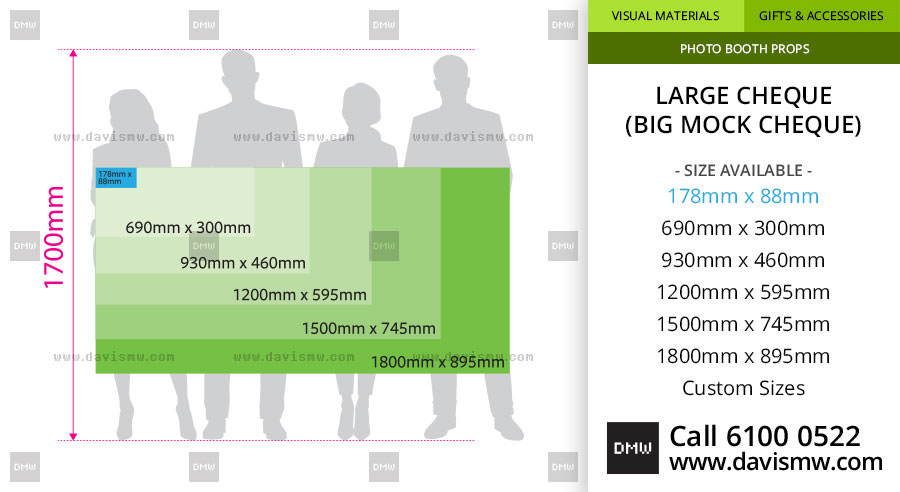 Large Cheque - Size Reference - Davis Materialworks