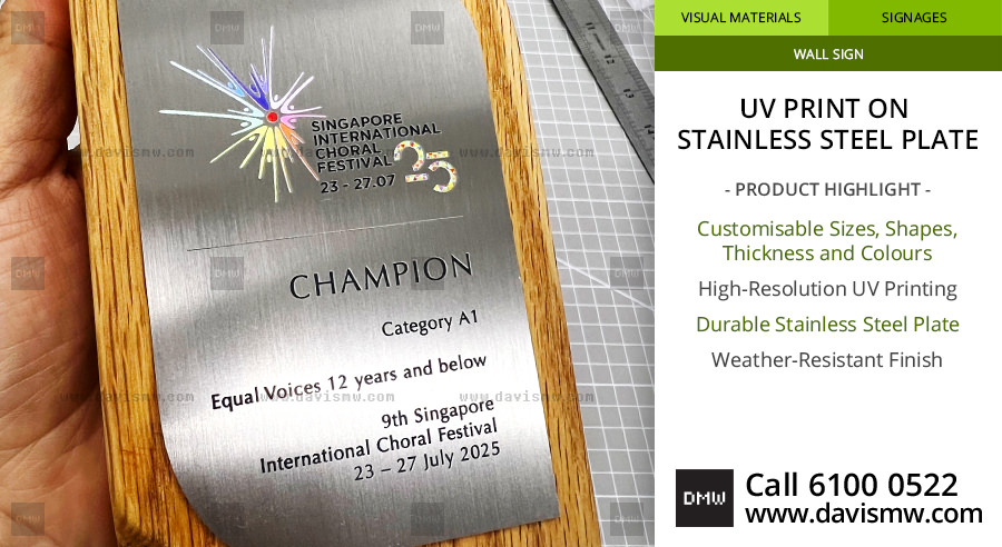 UV Print on Stainless Steel Plate - Award Label - Davis Materialworks