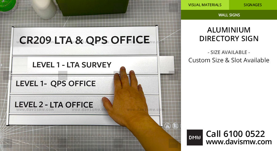 Aluminium Directory Sign - CR209 LTA Office - Davis Materialworks