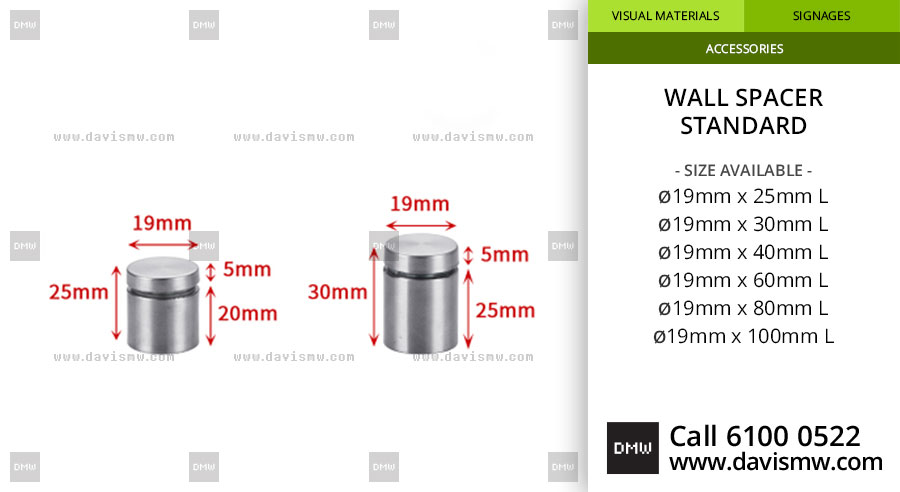 Wall Spacer - Standard - 19mm Range - Davis Materialworks