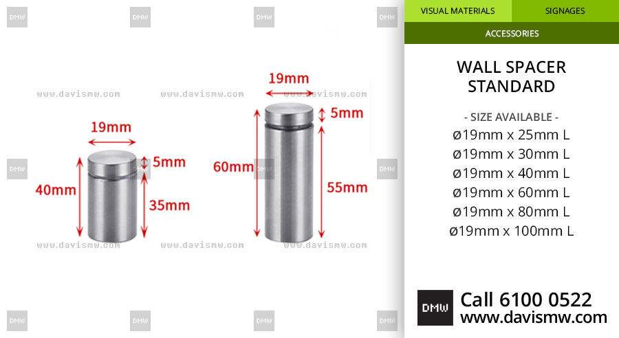 Wall Spacer - Standard - 19mm Range - Davis Materialworks